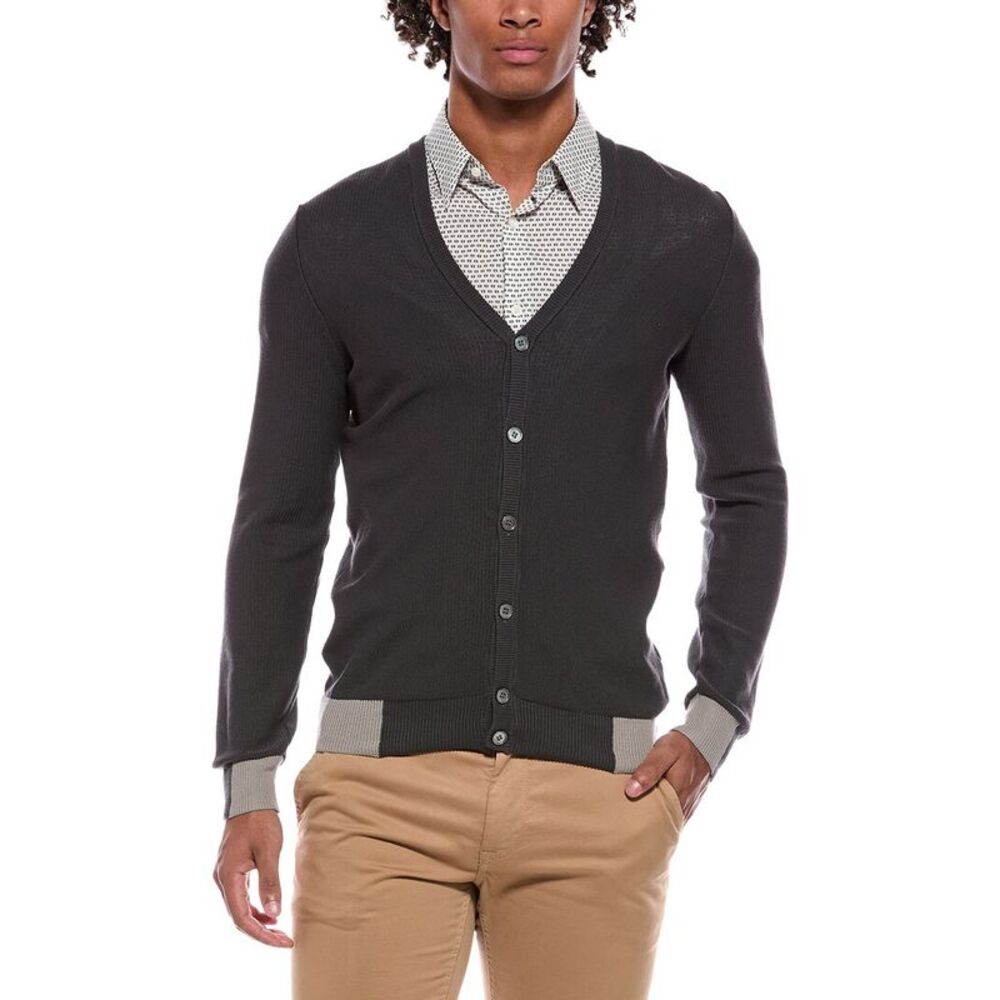 Slowear Mens Wool Cardigan, Grey